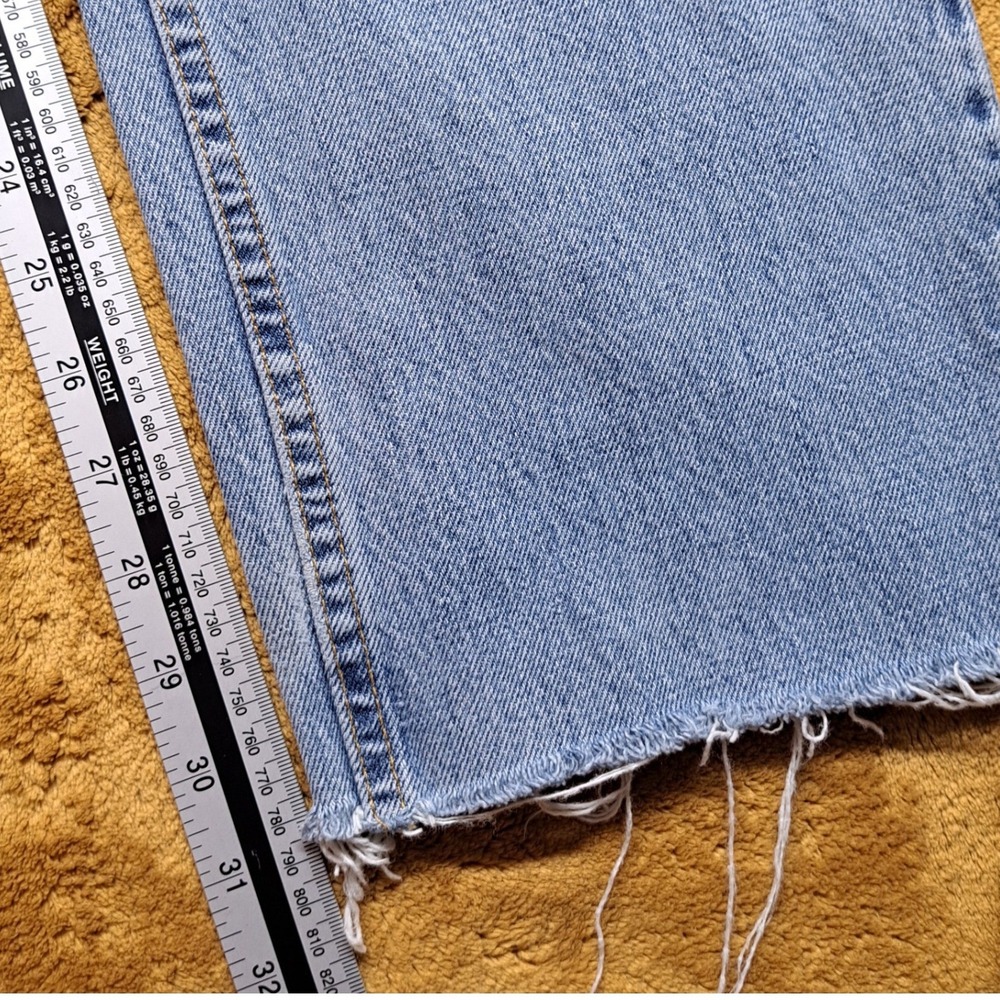 Levi's 505 Straight Leg Jeans Men 36x32 Light Blue Good Raw Hem Made in USA - Picture 7 of 16